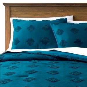 THRESHOLD NWT tufted diamond crinkle comforter sham set -teal